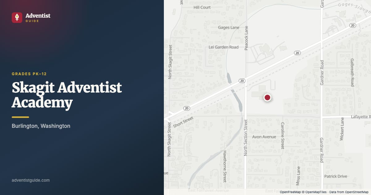 Map showing Skagit Adventist Academy in Burlington, Washington