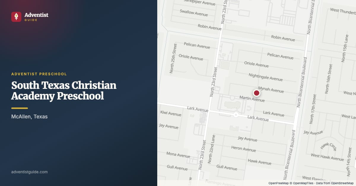 Map showing South Texas Christian Academy Preschool in McAllen, Texas