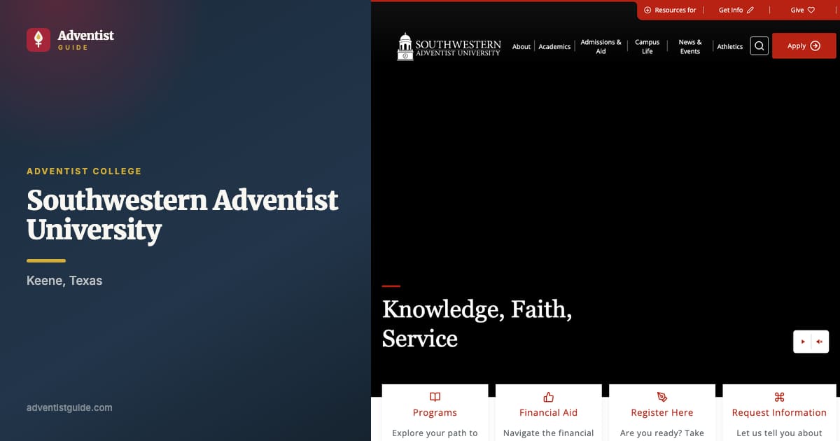 The Southwestern Adventist University website