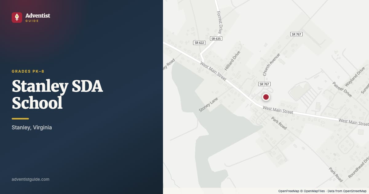 Map showing Stanley SDA School in Stanley, Virginia