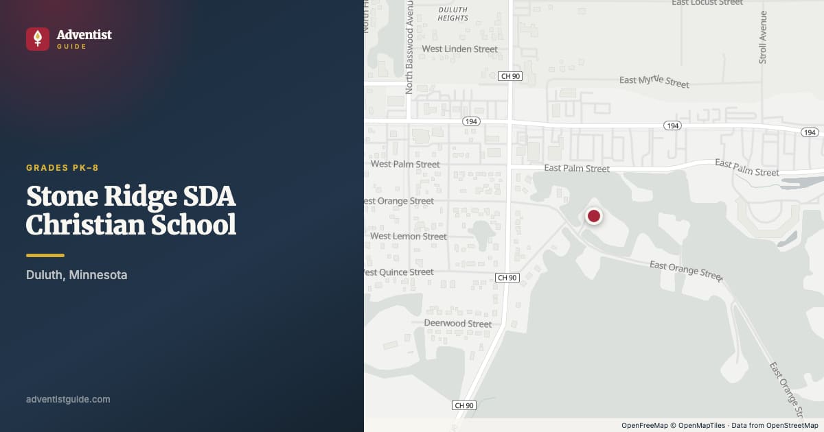 Map showing Stone Ridge SDA Christian School in Duluth, Minnesota