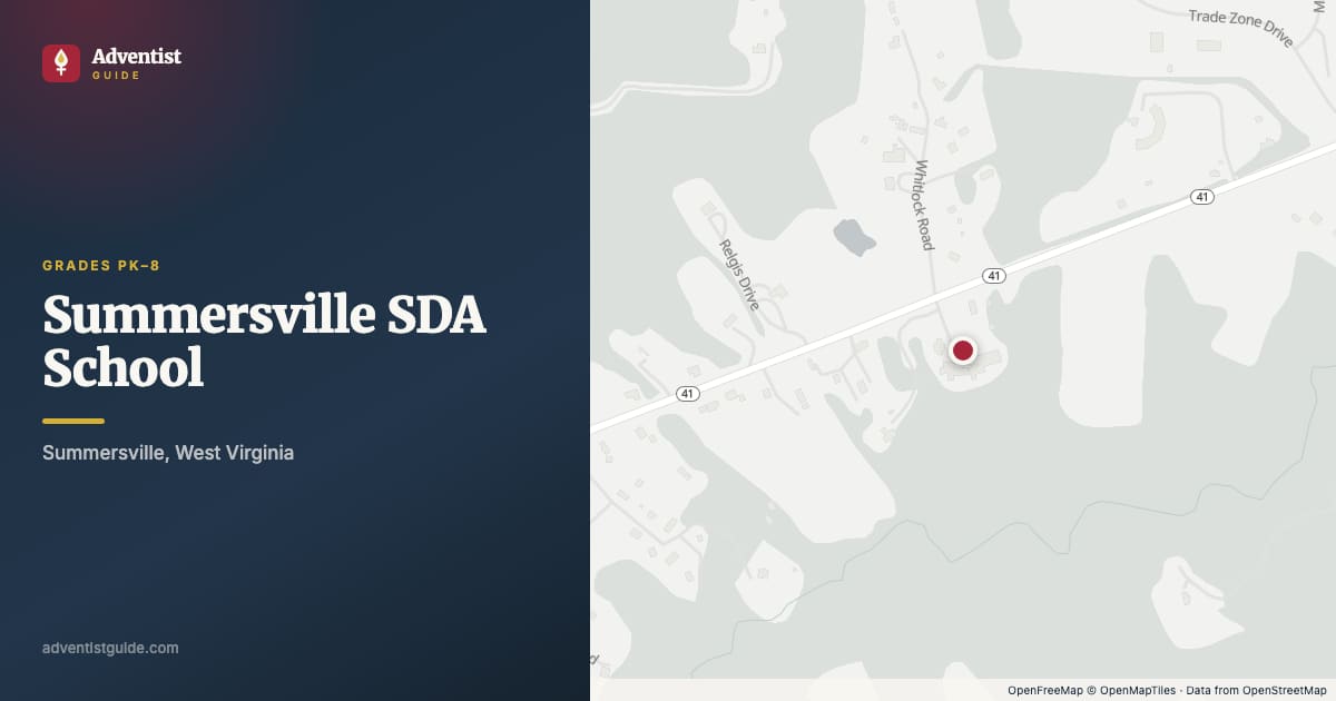 Map showing Summersville SDA School in Summersville, West Virginia