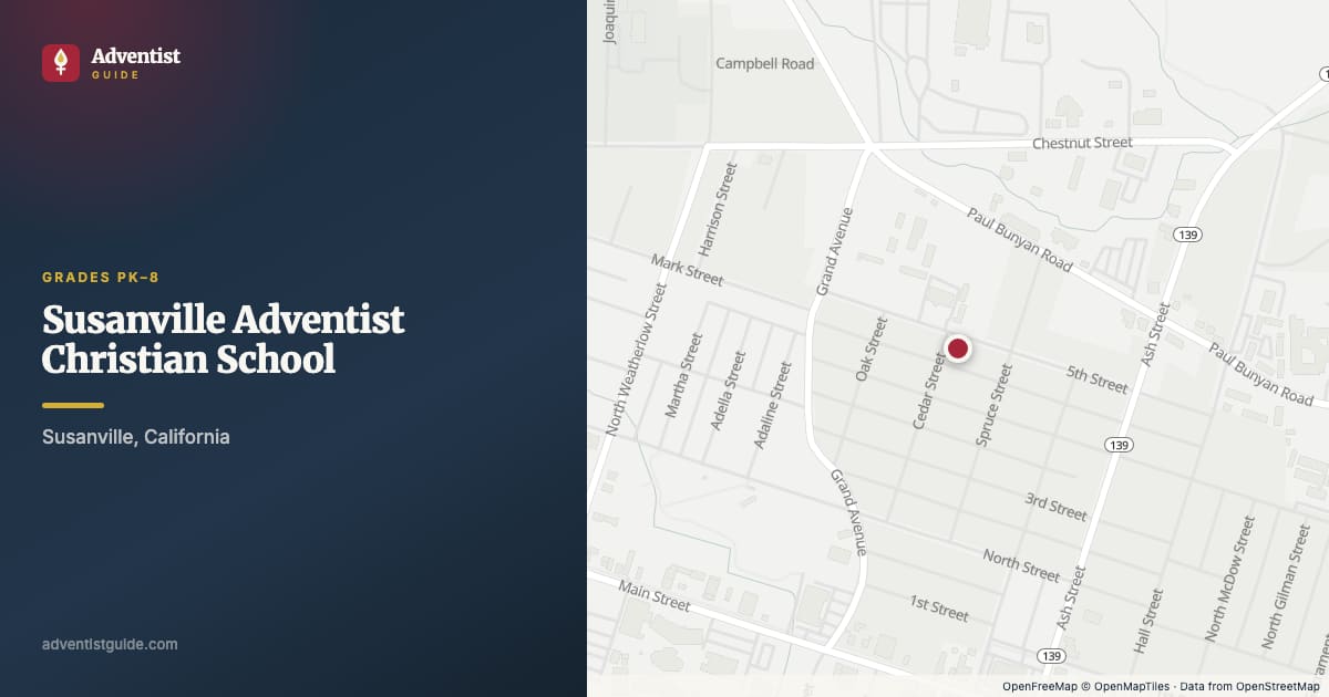 Map showing Susanville Adventist Christian School in Susanville, California