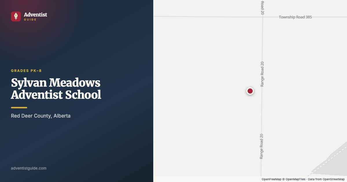 Map showing Sylvan Meadows Adventist School in Red Deer County, Alberta