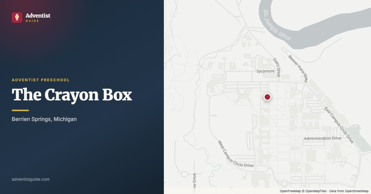 Map showing The Crayon Box in Berrien Springs, Michigan