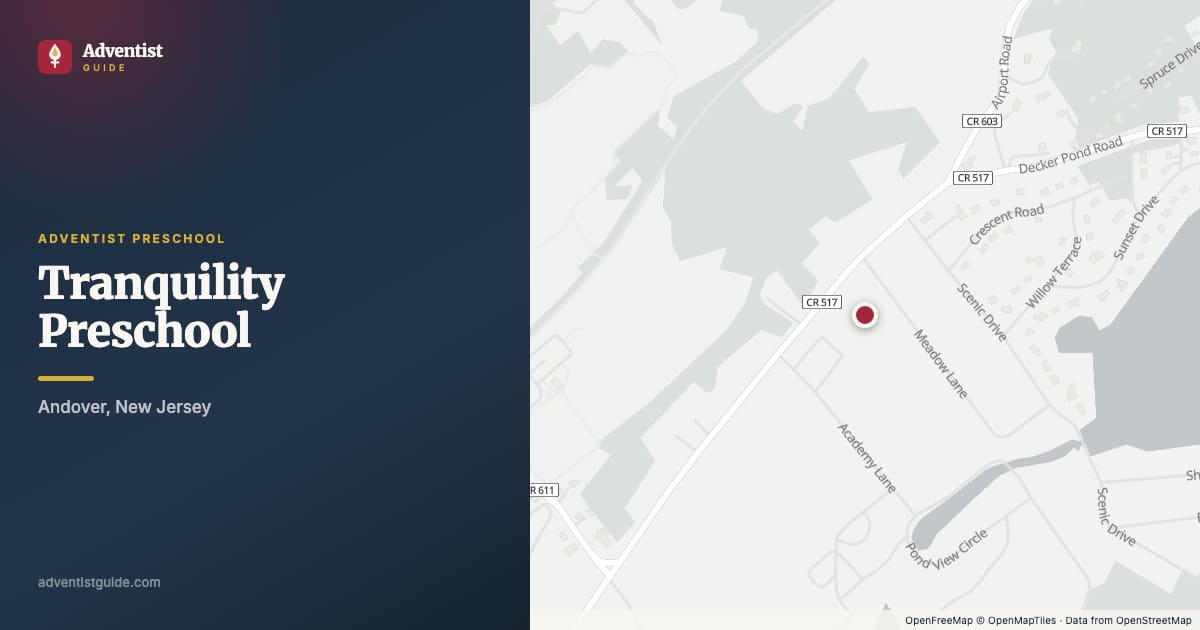 Map showing Tranquility Preschool in Andover, New Jersey