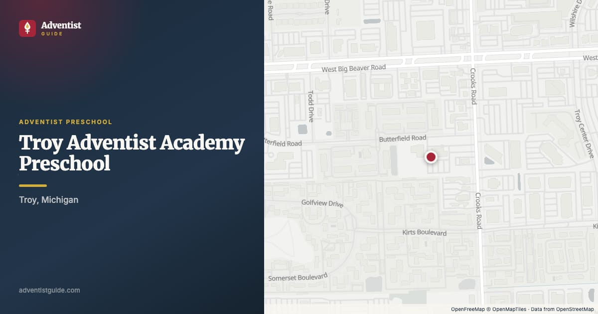 Map showing Troy Adventist Academy Preschool in Troy, Michigan
