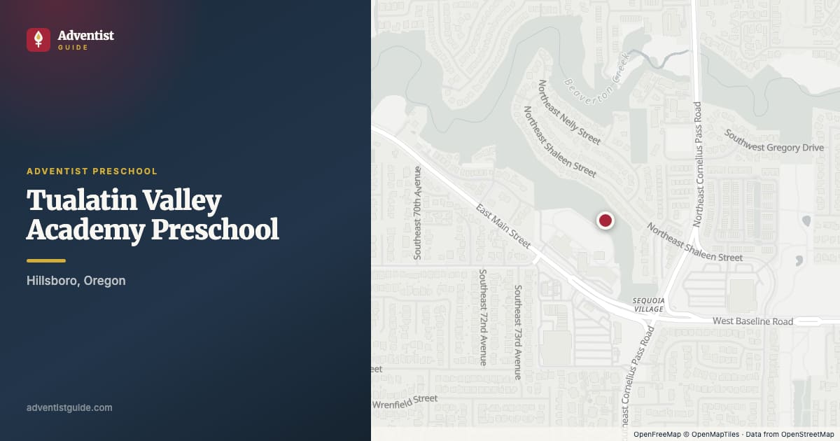 Map showing Tualatin Valley Academy Preschool in Hillsboro, Oregon