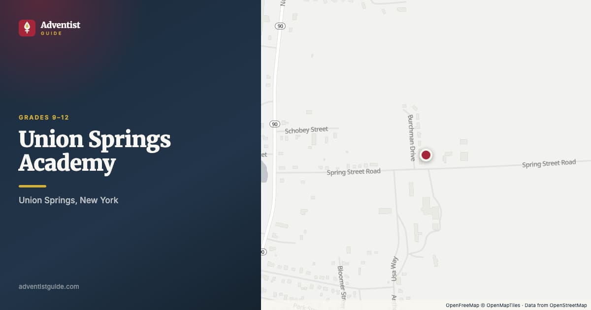 Map showing Union Springs Academy in Union Springs, New York