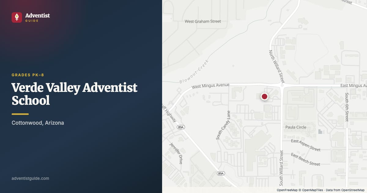 Map showing Verde Valley Adventist School in Cottonwood, Arizona