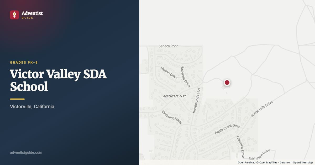 Map showing Victor Valley SDA School in Victorville, California