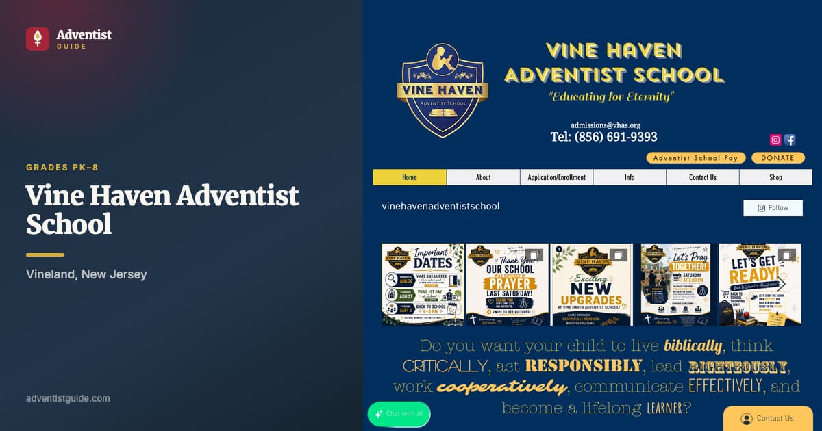 The Vine Haven Adventist School website
