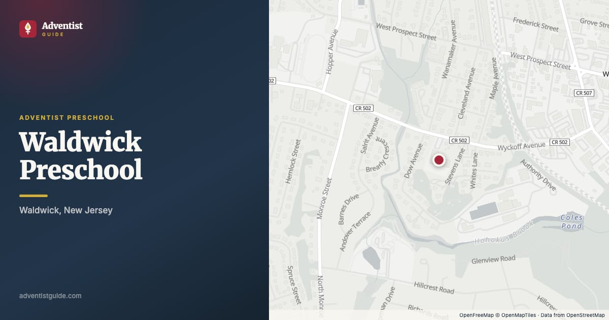 Map showing Waldwick Preschool in Waldwick, New Jersey