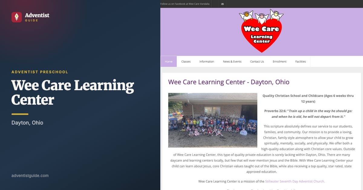 The Wee Care Learning Center website