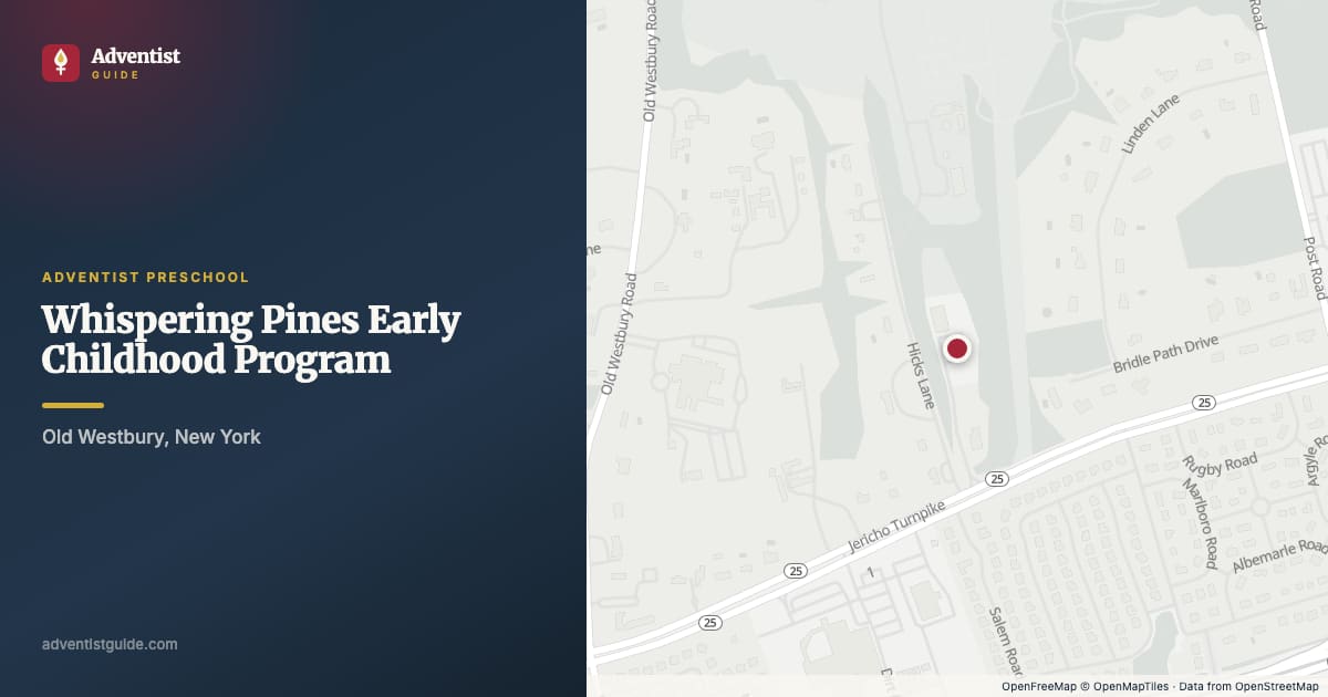 Map showing Whispering Pines Early Childhood Program in Old Westbury, New York