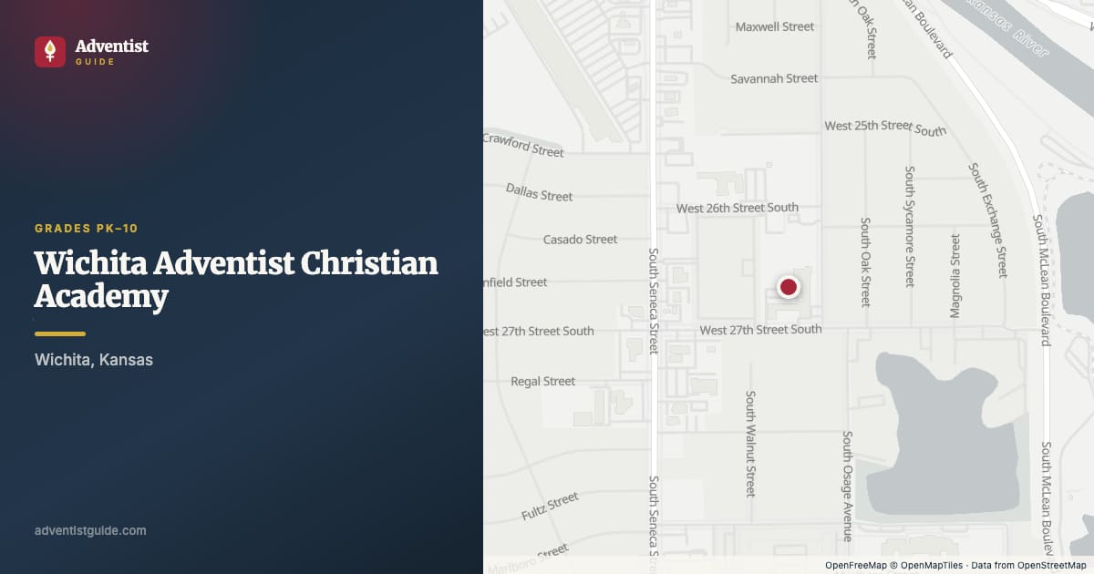 Map showing Wichita Adventist Christian Academy in Wichita, Kansas