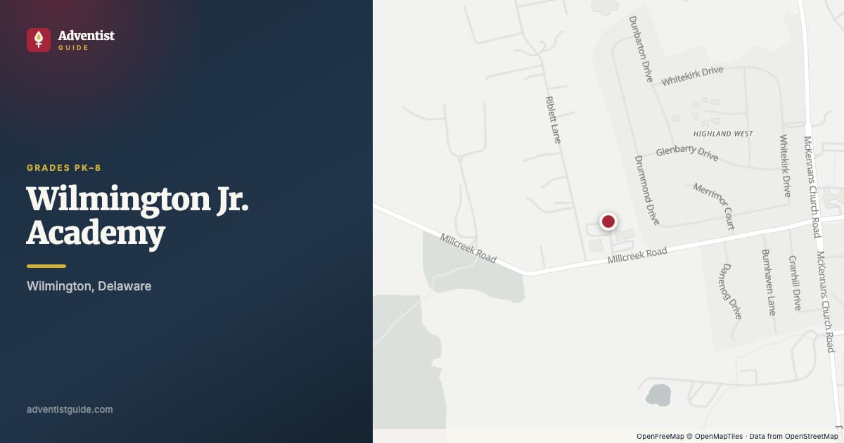 Map showing Wilmington Jr. Academy in Wilmington, Delaware