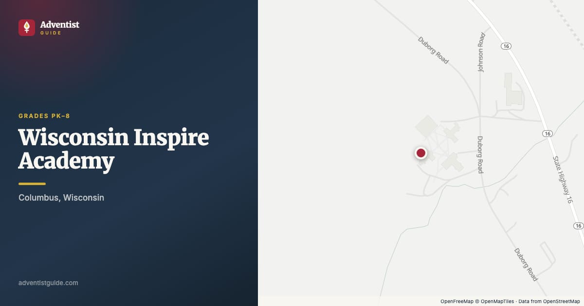 Map showing Wisconsin Inspire Academy in Columbus, Wisconsin